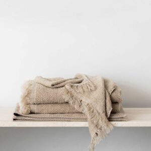 Natural Linen Bathroom Towel Set Collection