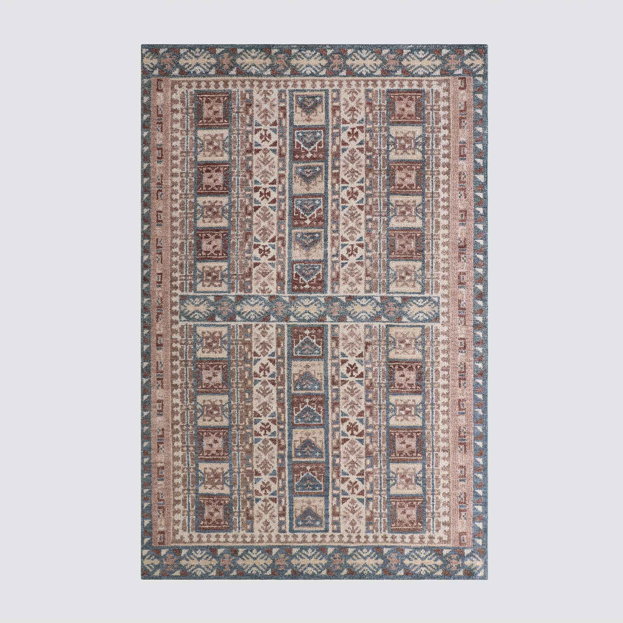 Geometric Hand-Knotted Area Rug in Wine