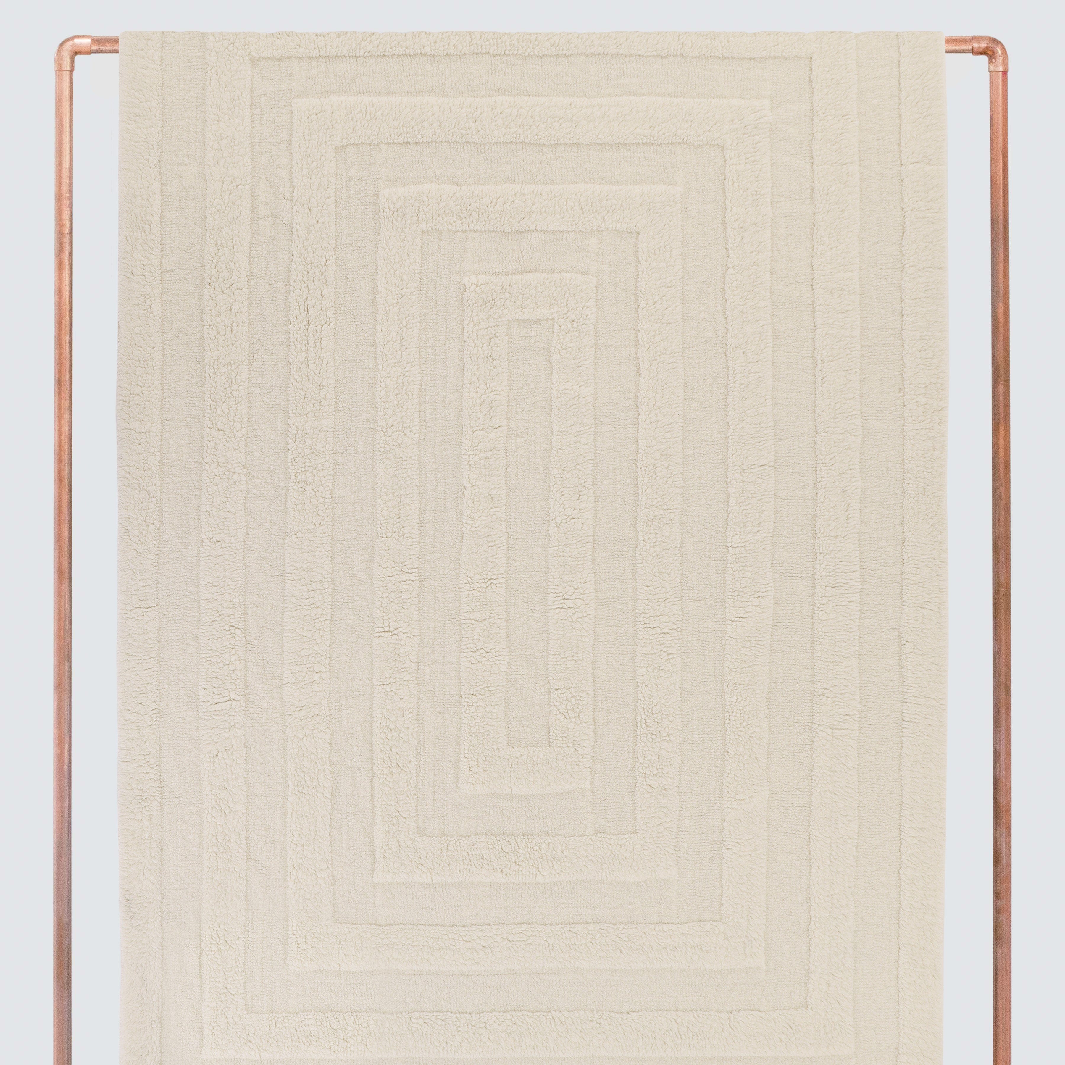 Geometric Woven Area Rug in Ecru