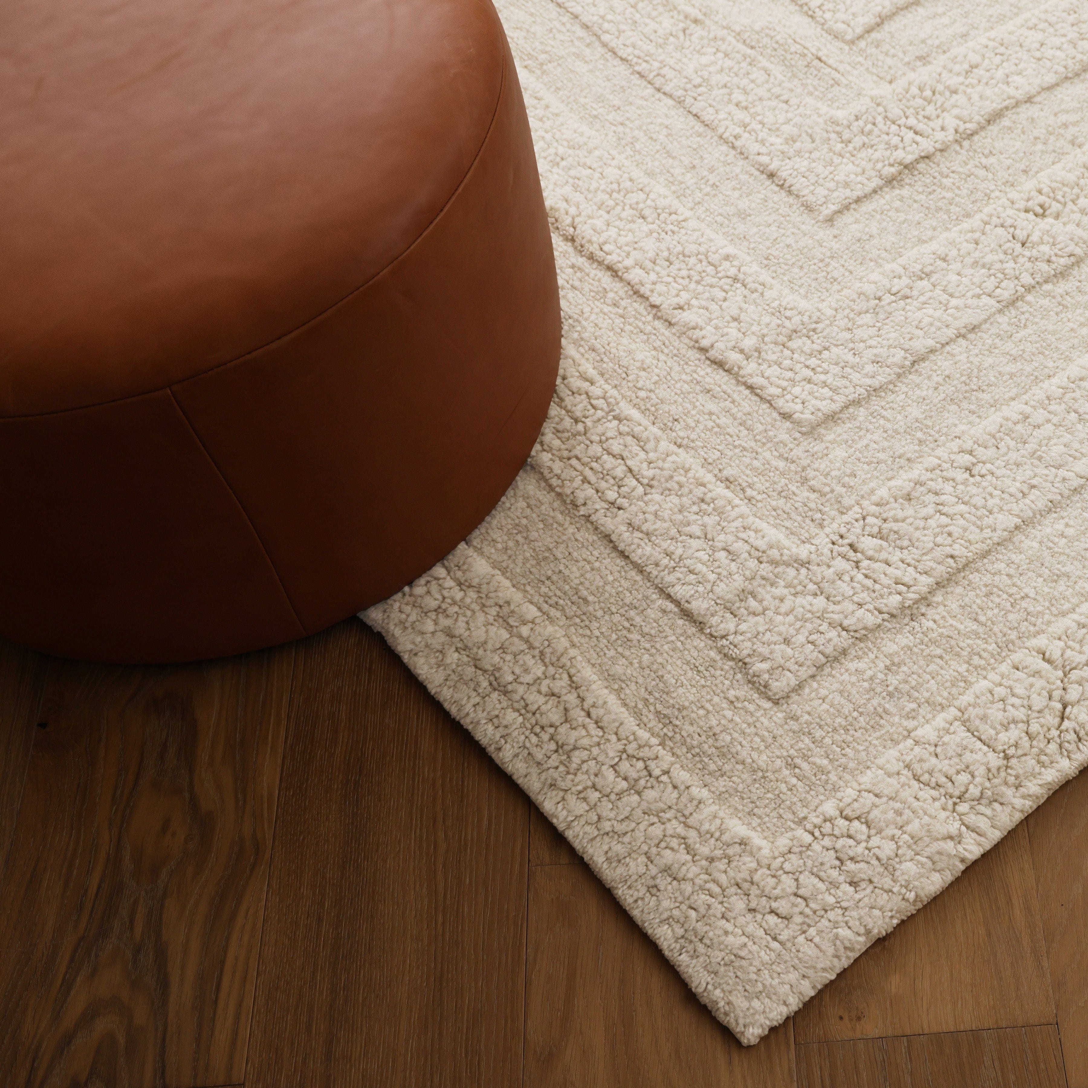 Geometric Woven Area Rug in Ecru - Image 6