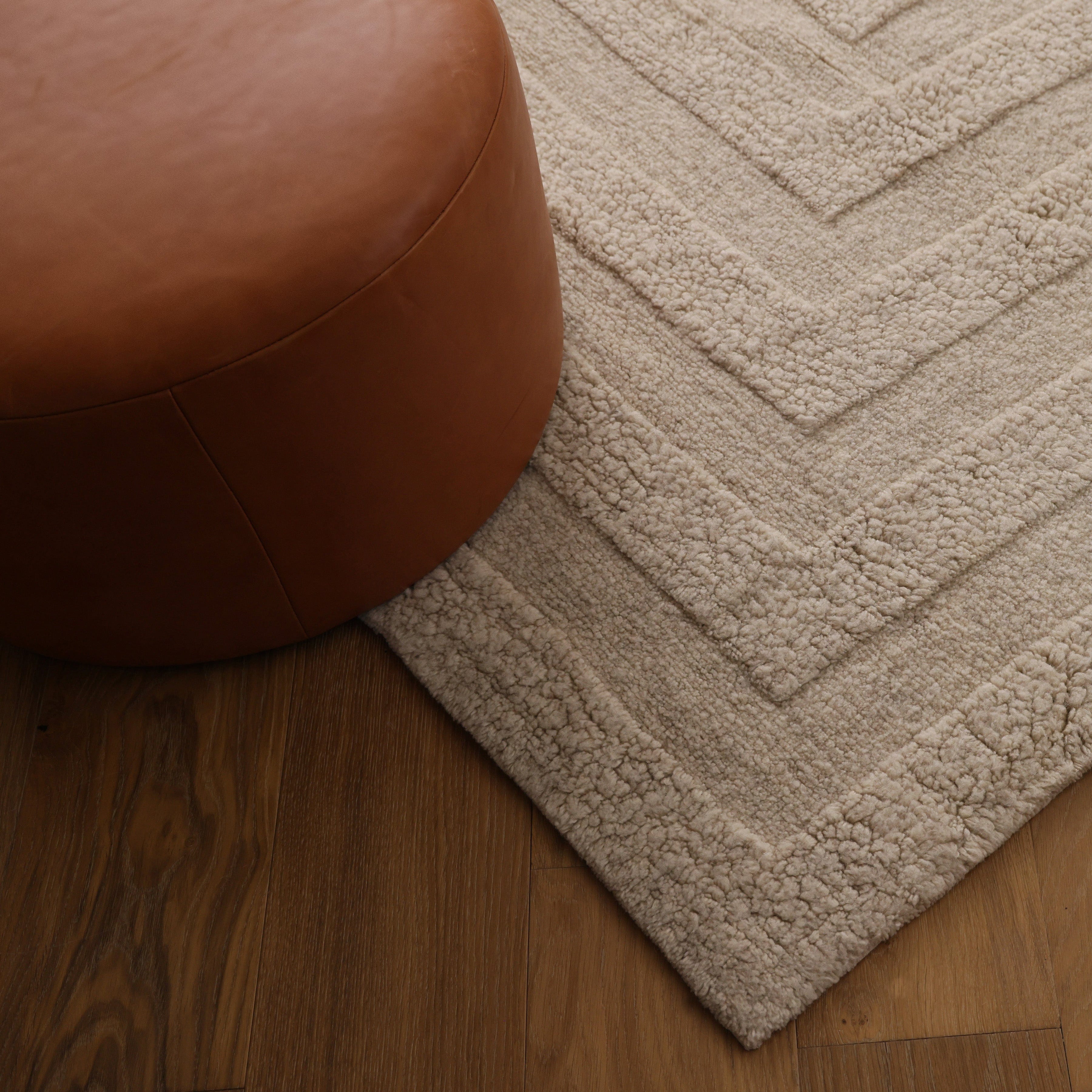 Geometric Woven Area Rug in Ecru - Image 8