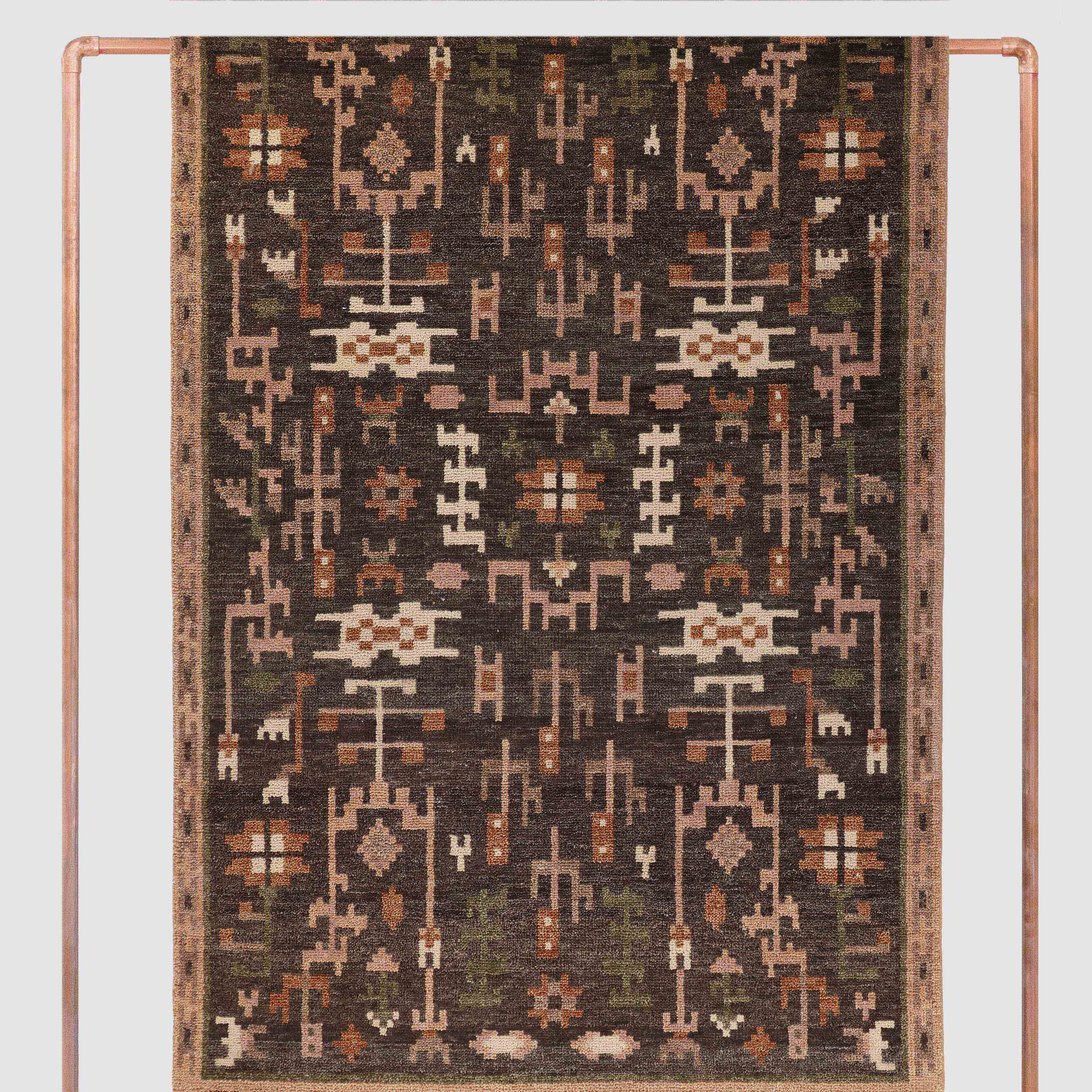 Classic Hand-Knotted Area Rug in Charcoal