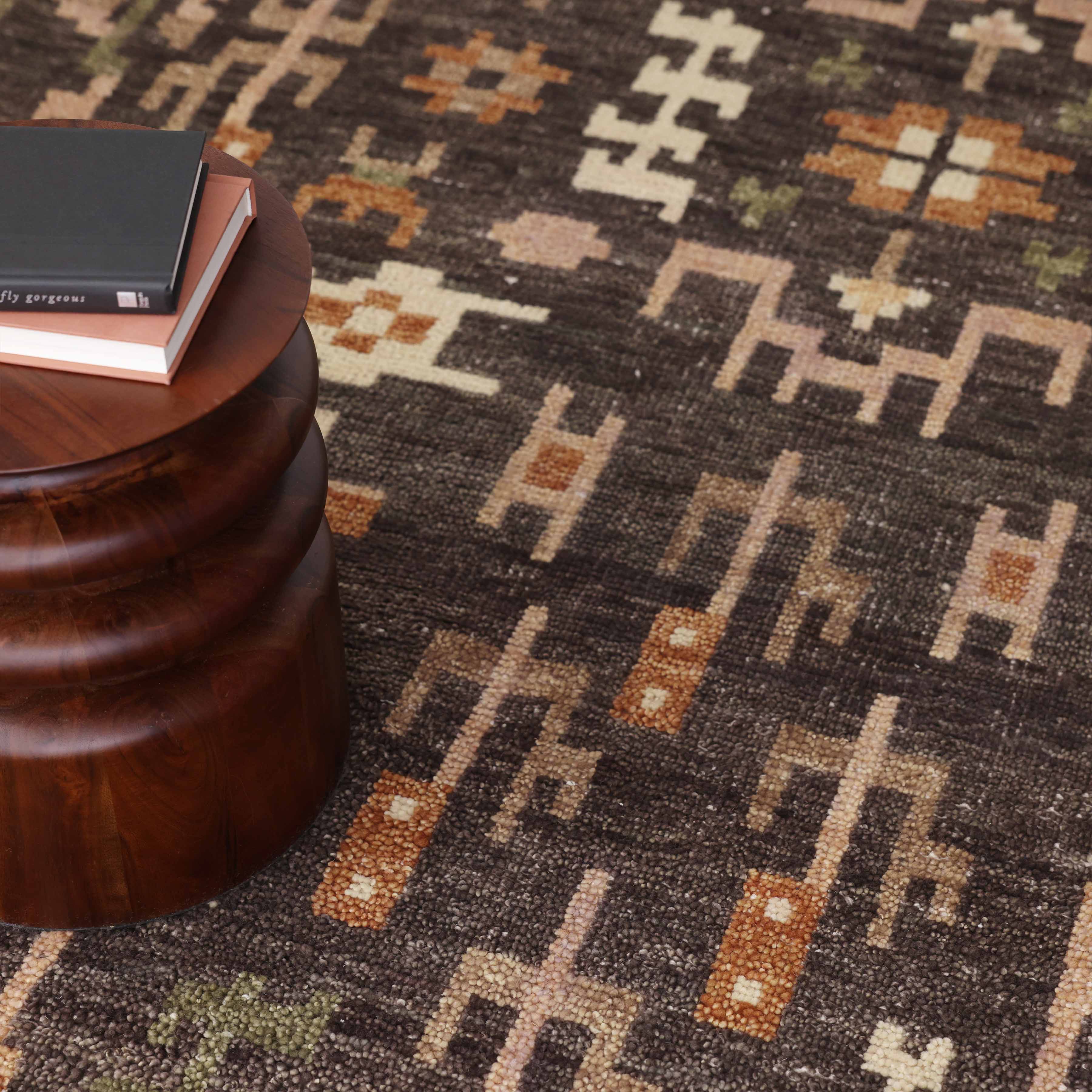 Classic Hand-Knotted Area Rug in Charcoal - Image 2