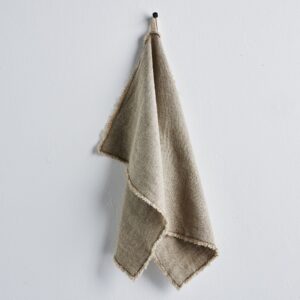 Frayed Edge Linen Absorbent Kitchen Towel in Natural