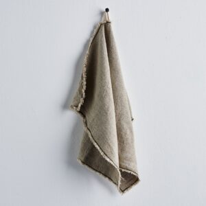 Frayed Edge Linen Absorbent Kitchen Towel in Pine