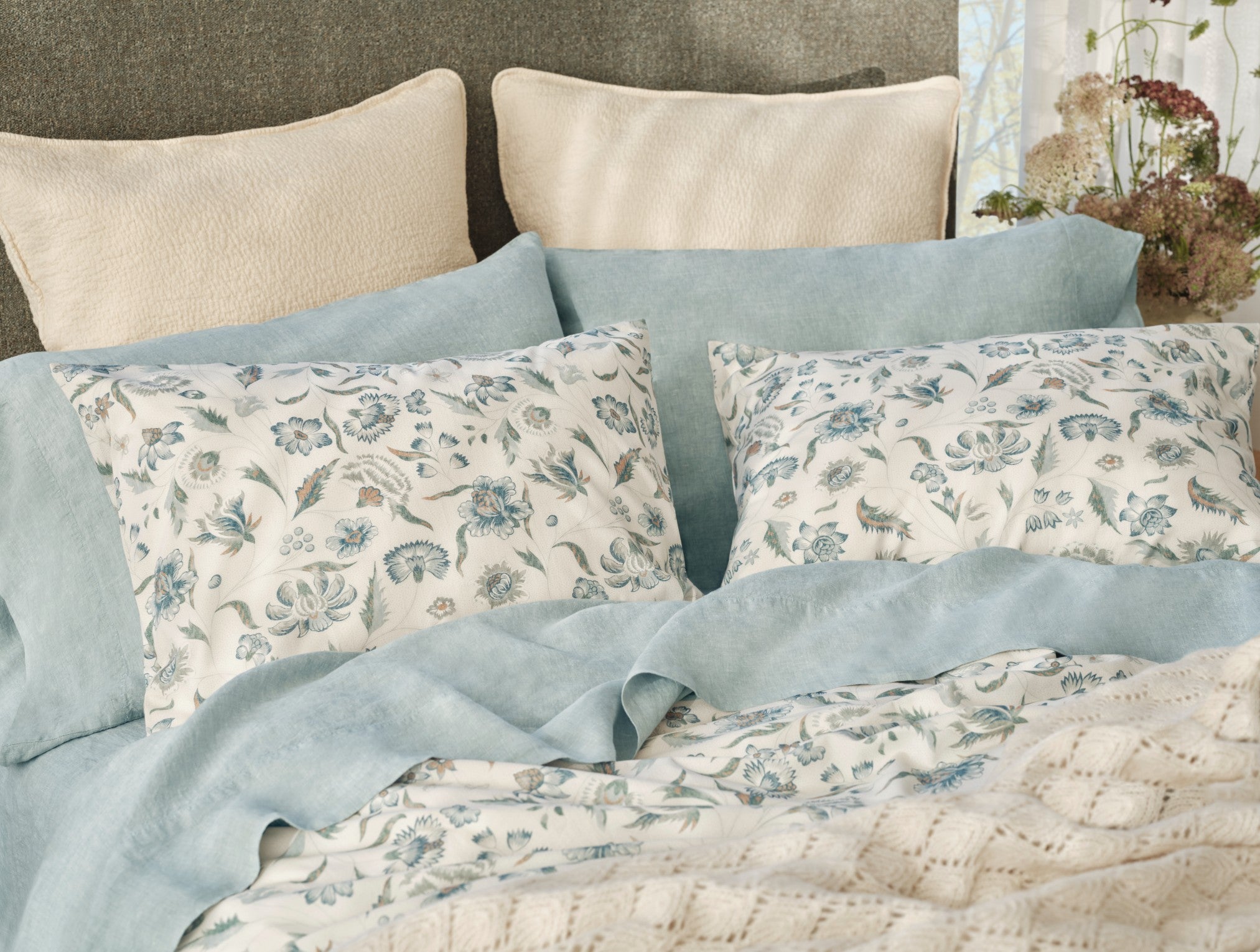 Cerulean Viola Organic Printed Pillow Sham - Image 2