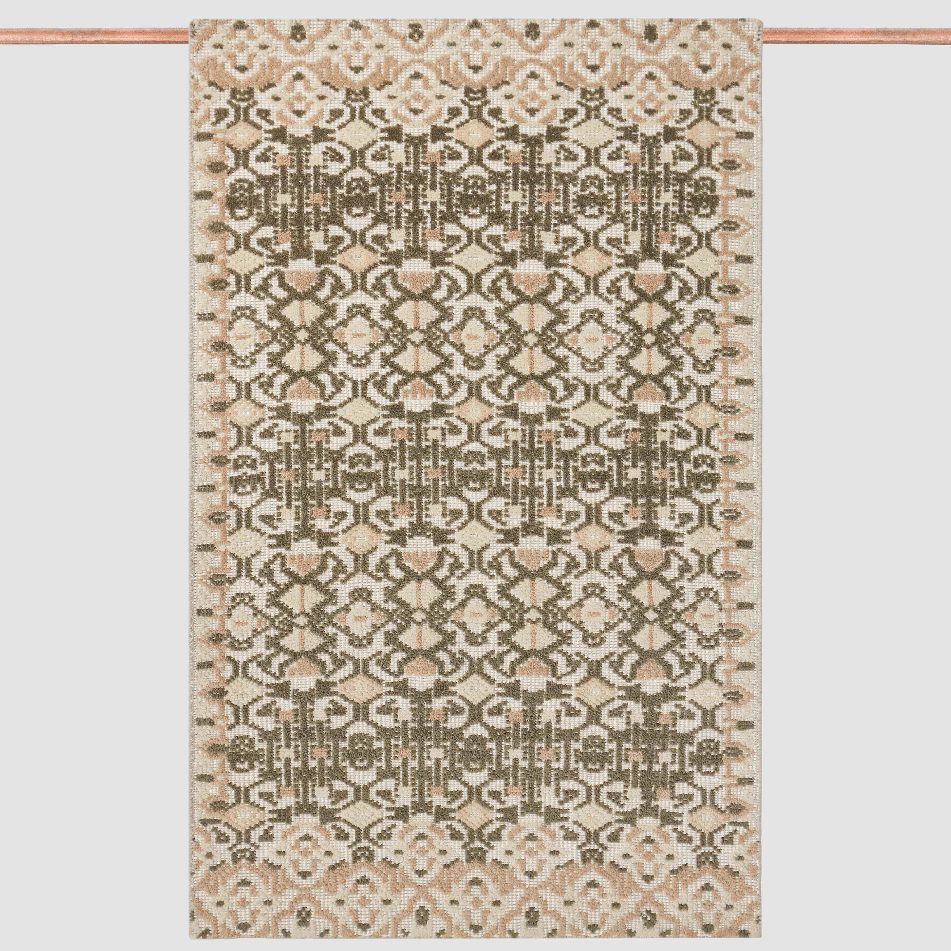 Decorative Hand-Knotted Accent Rug in Olive