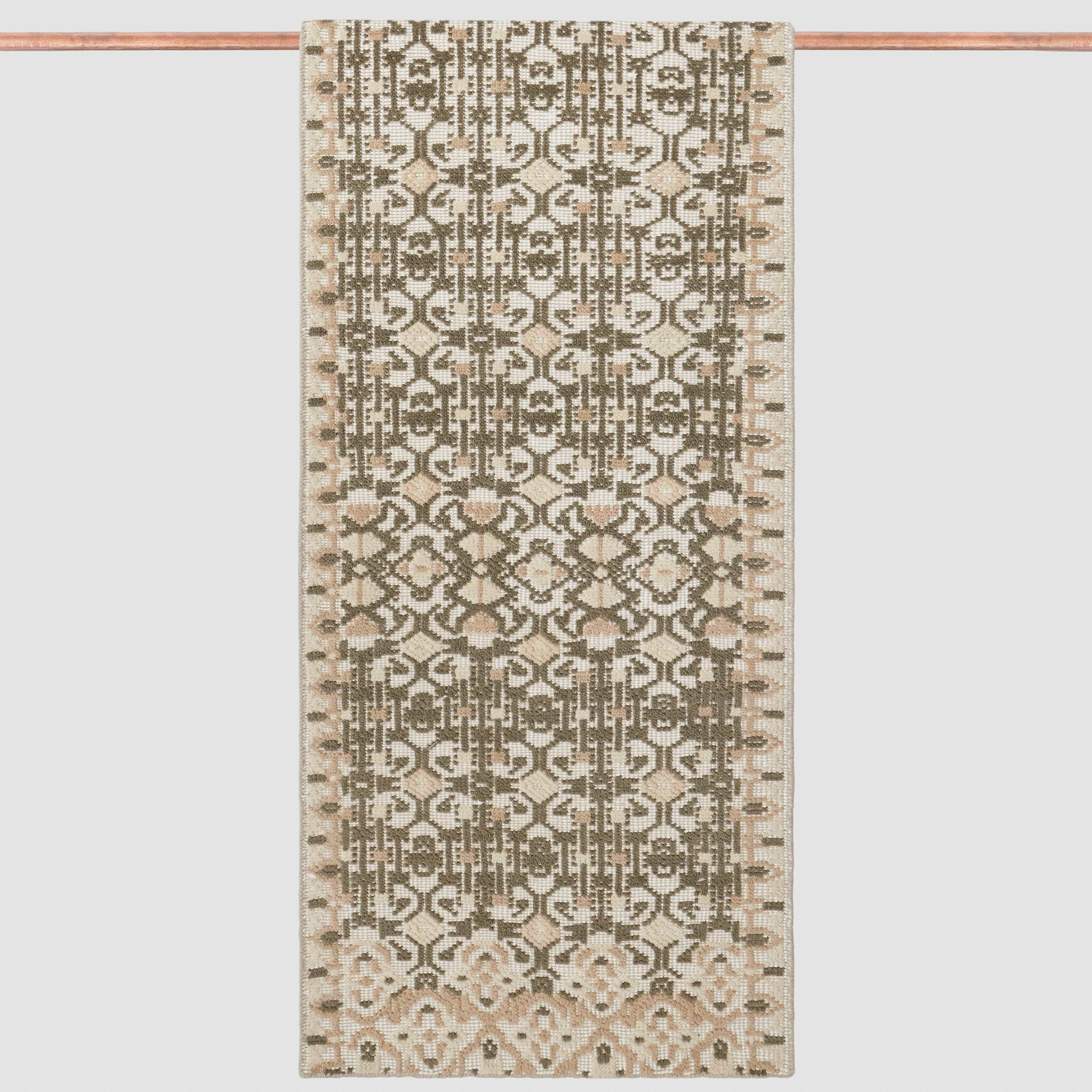 Decorative Hand-Knotted Accent Rug in Olive - Image 4