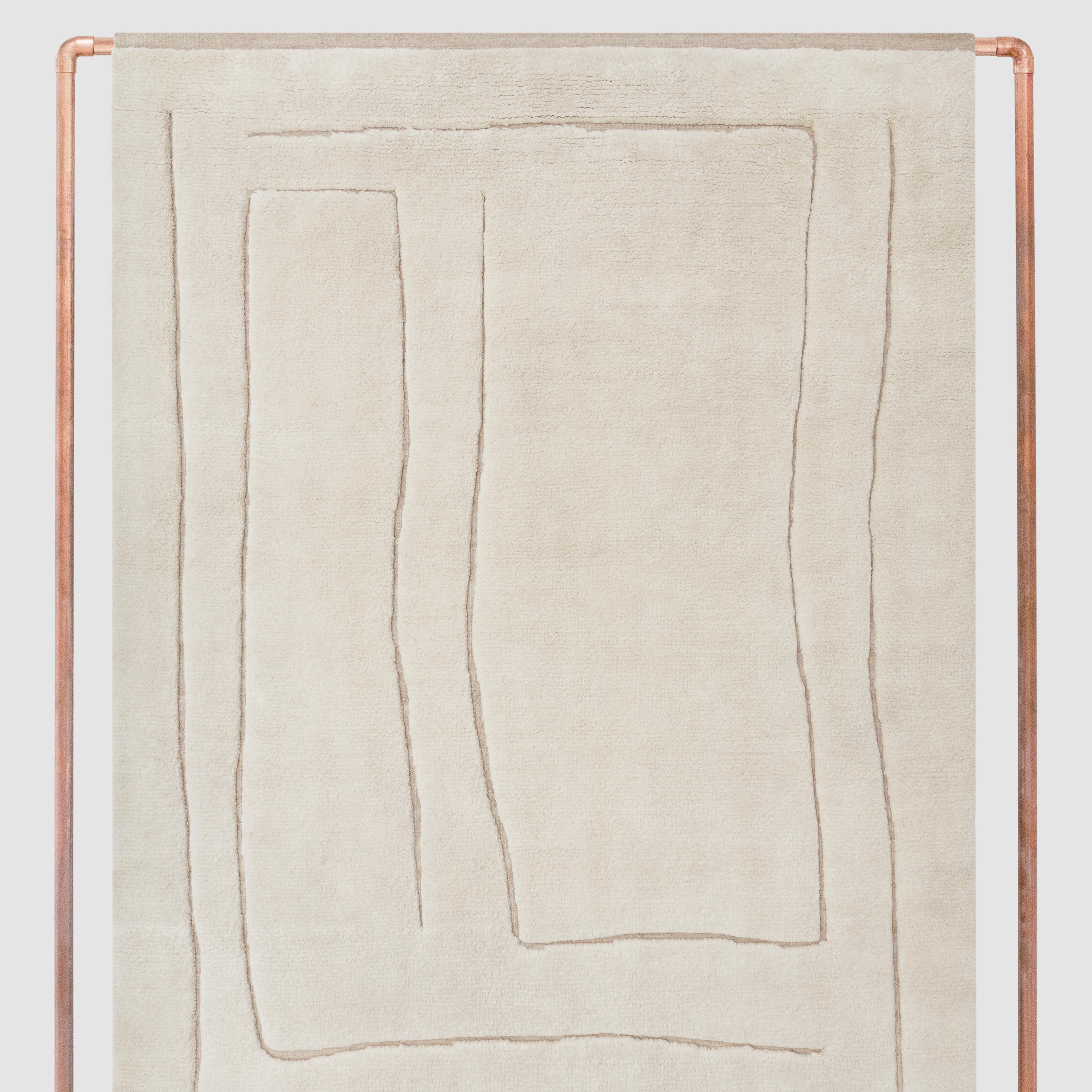 Soft Hand-Knotted Area Rug in Sand