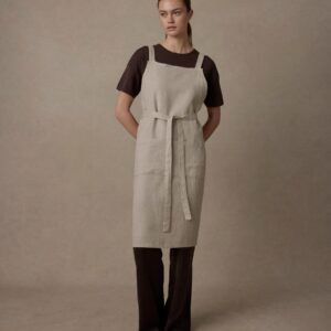 Heavyweight Linen Cross Back Kitchen Apron in Natural