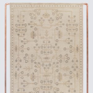 Subtle Hand-Knotted Area Rug in Ecru