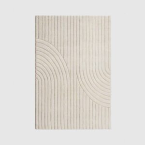 Refined Hand-Knotted Wool Area Rug in Ecru