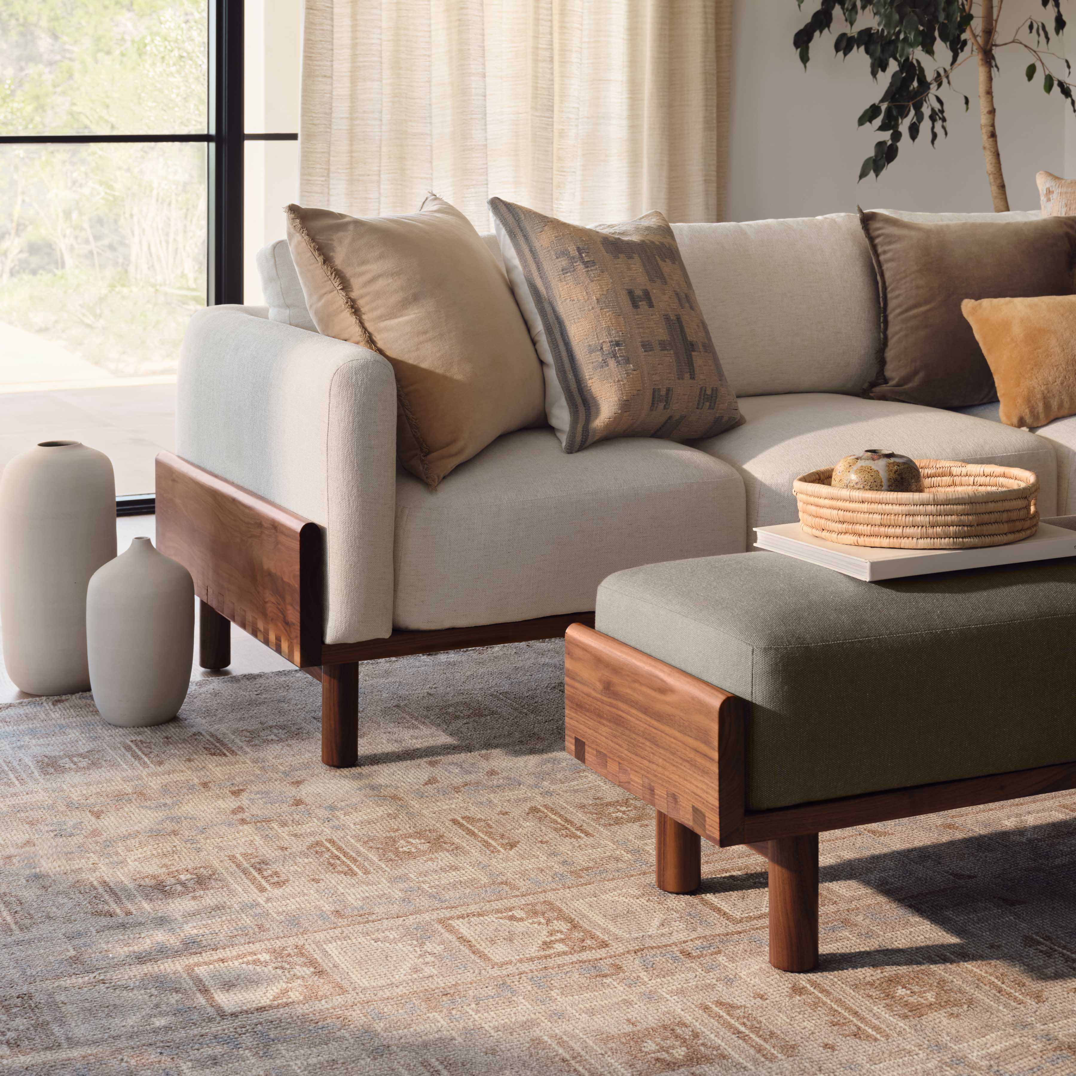 Geometric Hand-Knotted Area Rug in Wine - Image 7