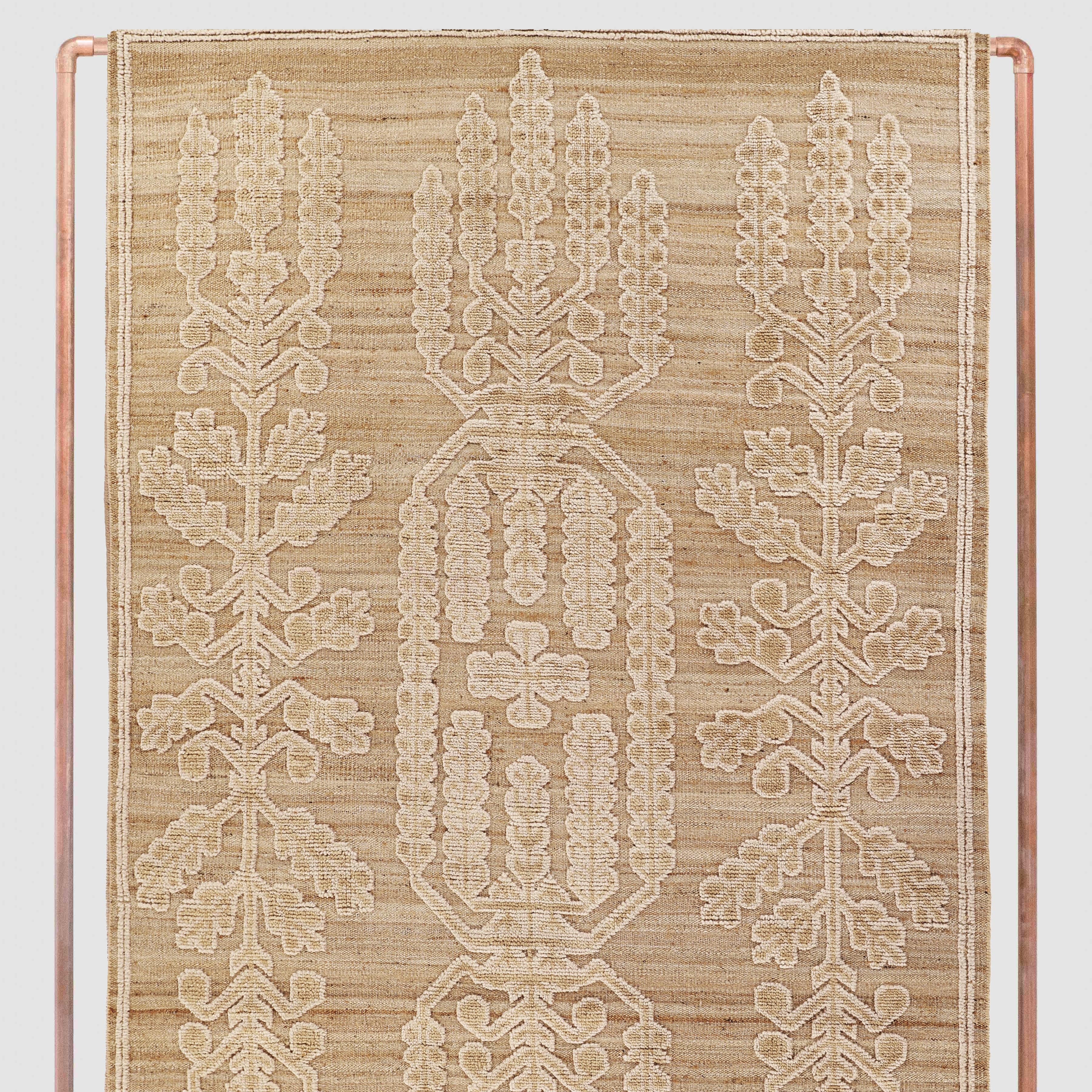 Layered Hand-Knotted Area Rug in Natural