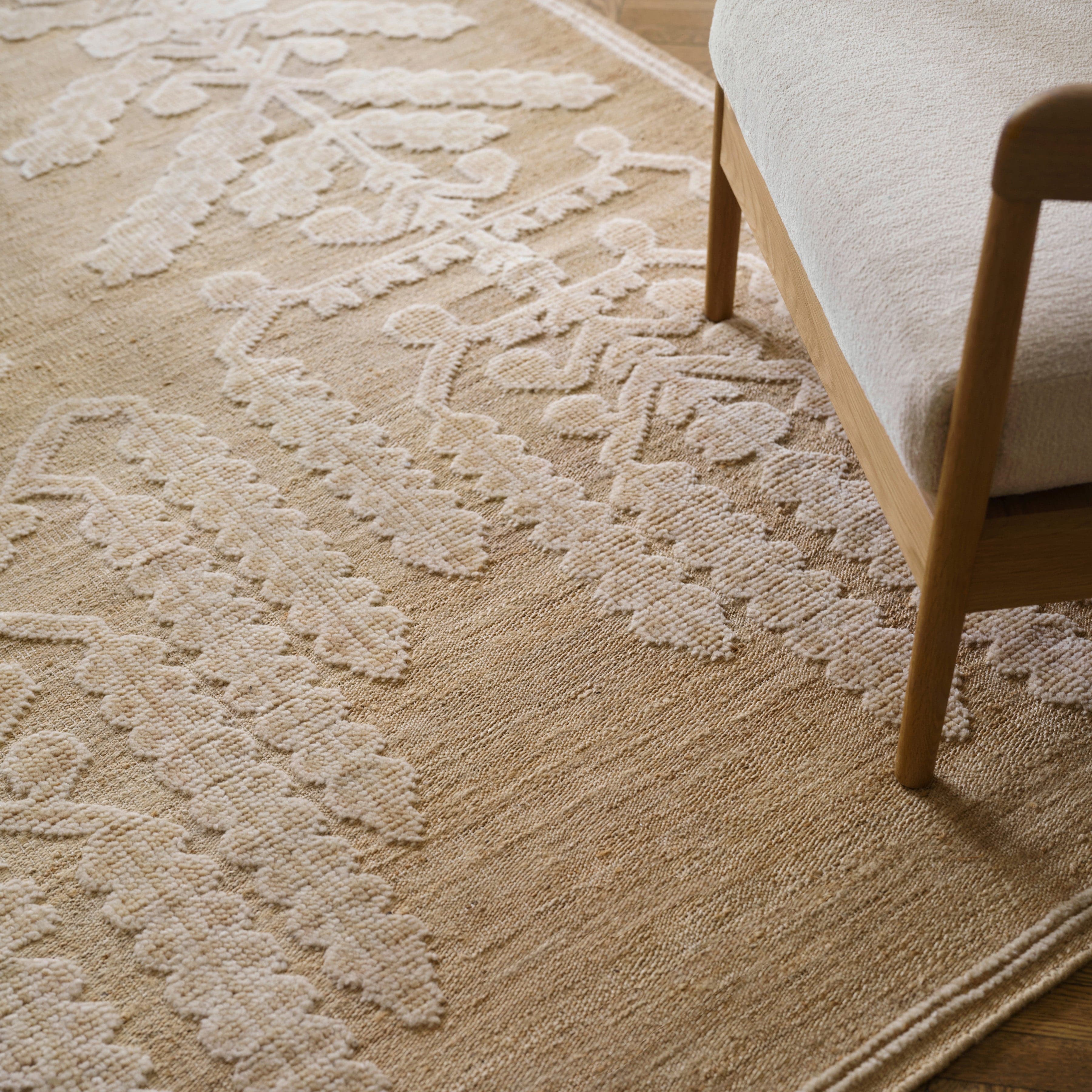 Layered Hand-Knotted Area Rug in Natural - Image 2