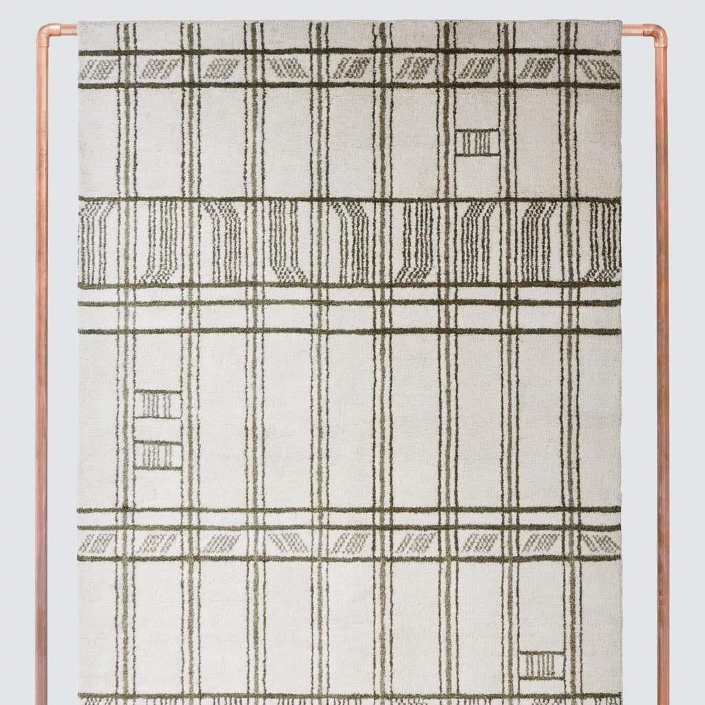 Minimal Hand-Knotted Area Rug in Olive